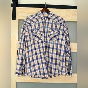 🤠 Panhandle Rough Stock Western Plaid Snap Button Shirt | Men’s L / XL